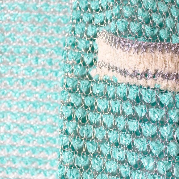 NWT Leshop Y2K Retro Style Turquoise Knit Cardigan Size S - Picture 10 of 13